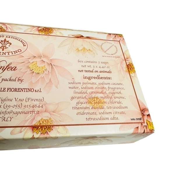 Saponificio Artigianale Fiorentino Water Lily Blossom Set Of 3 Round Soaps Italy - Picture 7 of 9